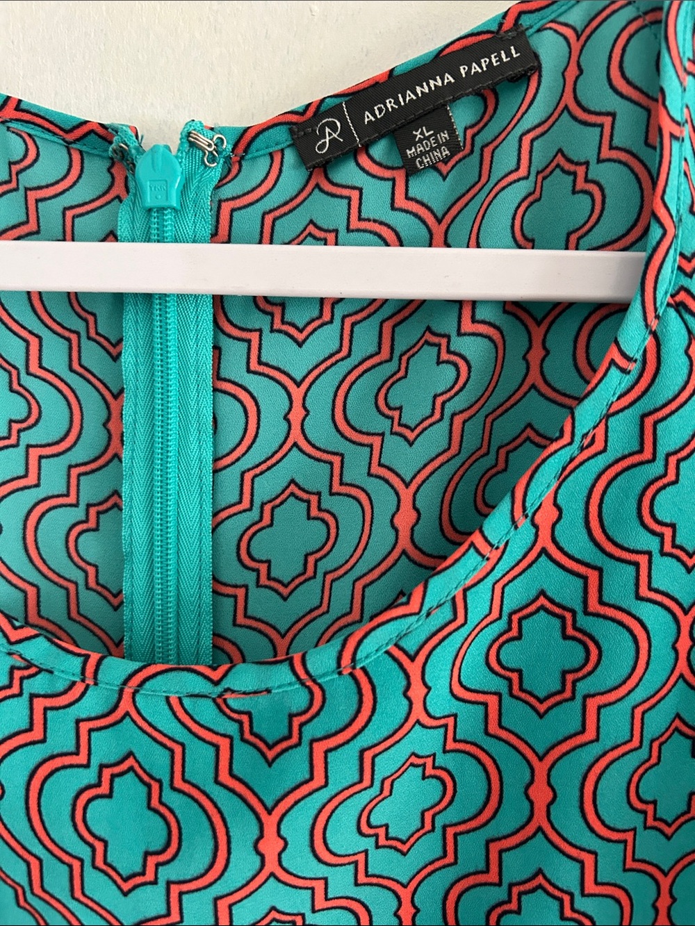 Adrianna Papell Teal Geometric Cold-Shoulder Blouse - Picture 2 of 3